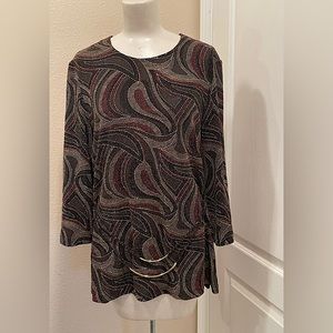 Dressy Abstract Glitter Print Top